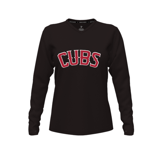 [CUS-DFW-TEES-CMF-VNK-LSL-BLK-FYXS-LOGO3] Decker Comfort T-Shirt (Female Youth XS, Black, V Neck, Logo 3, Long Sleeve)