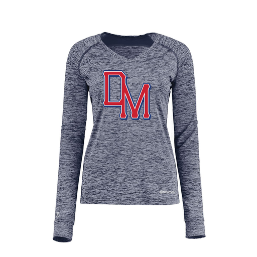 [222770.U22.XS-LOGO2] Ladies Electric Long Sleeve Shirt (Female Adult XS, Navy, Logo 2)