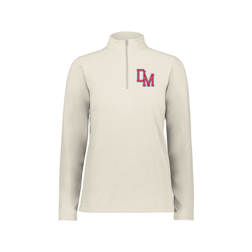 [6864.53T.XS-LOGO2] Ladies MicroFleece 1/4 Zip Pullover (Female Adult XS, White, Logo 2)