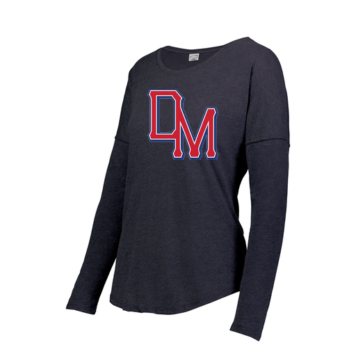 [FTLCUBNV-FAS-LOGO2] Decker Women's Tri-Blend T-Shirt - Long Sleeve (Female Adult S, Navy, Logo 2)