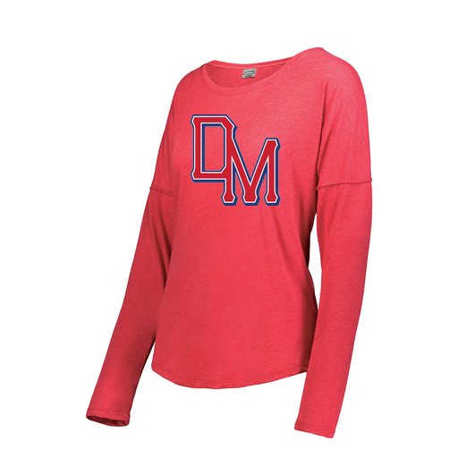 [FTLCUBRD-FAS-LOGO2] Decker Women's Tri-Blend T-Shirt - Long Sleeve (Female Adult S, Red, Logo 2)